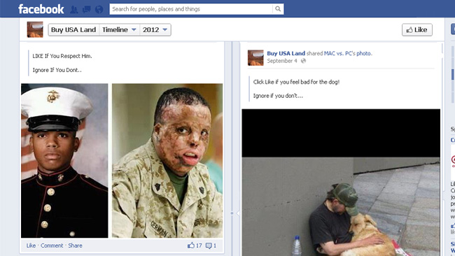 “Like if you respect him”; “Like if you care for the dog.”